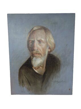 Original Oil Painting on Board James Johnson Listed Artist Bust of Mormon Man